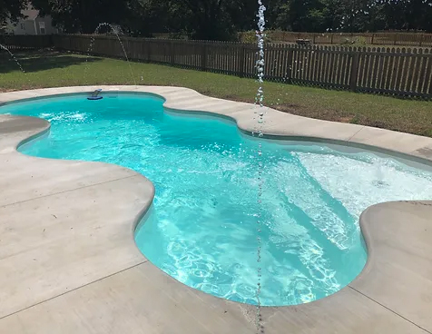 Able Pools and Spas installs the Costa Azul San Juan fiberglass pool, providing a beautiful addition to your outdoor space.