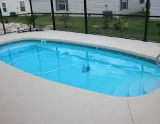 Able Pools and Spas enhances your backyard with the Hawaiian San Juan fiberglass pool, offering a perfect retreat.