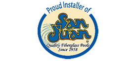 Transform your outdoor space with a beautiful San Juan fiberglass pool, installed by Able Pools and Spas.